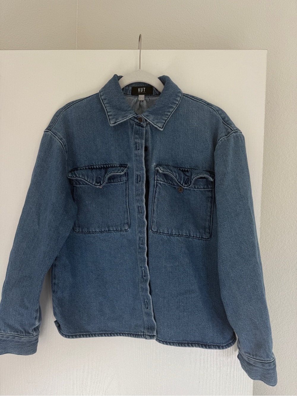 Kut from the Kloth Blue Denim Shacket with Chest Pockets
